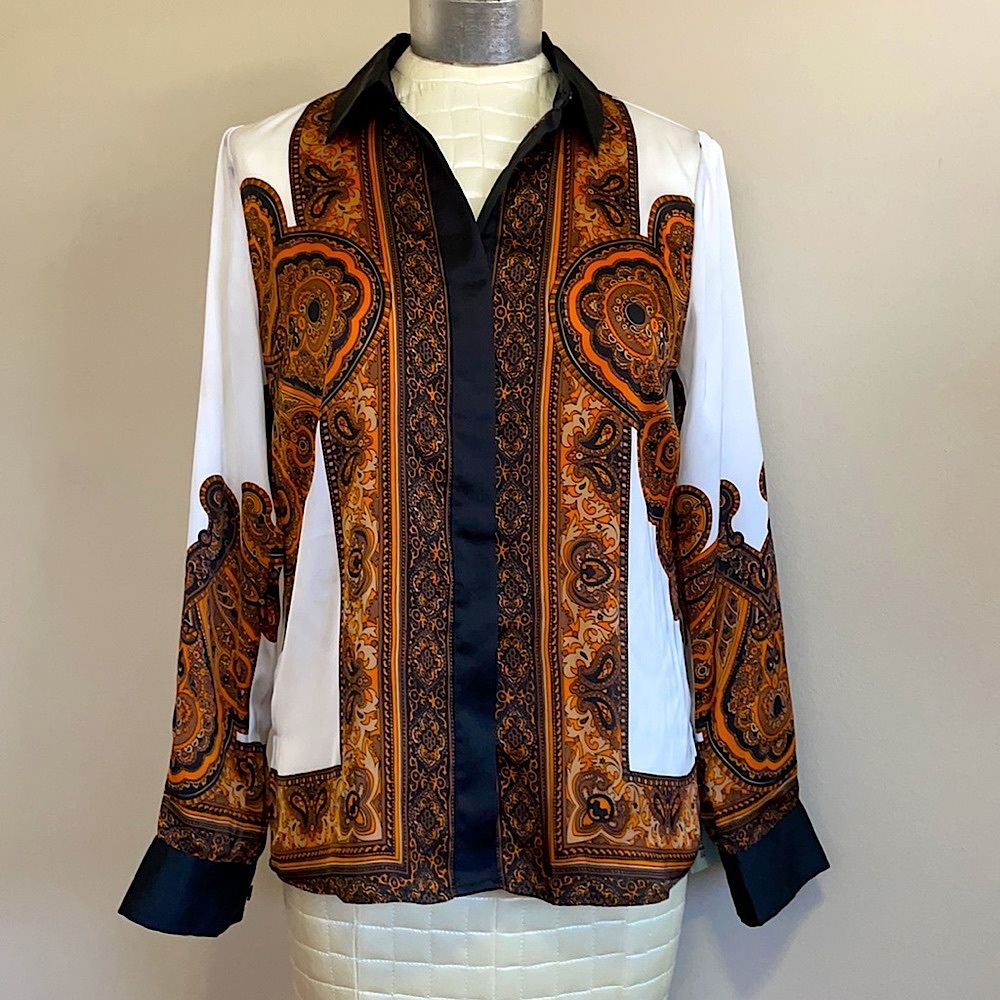 NWT Michael Kors paisley silk scarf print blouse 4P